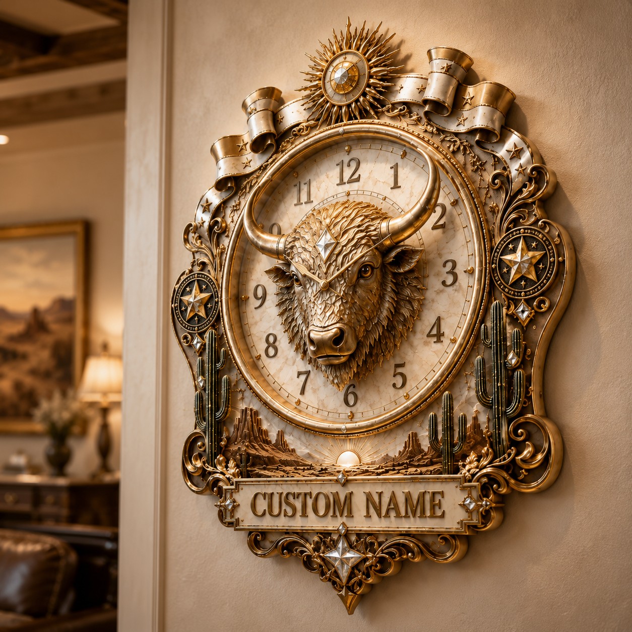 Personalized Western Ranch Wall Clock with Custom Name — personalized with a custom name