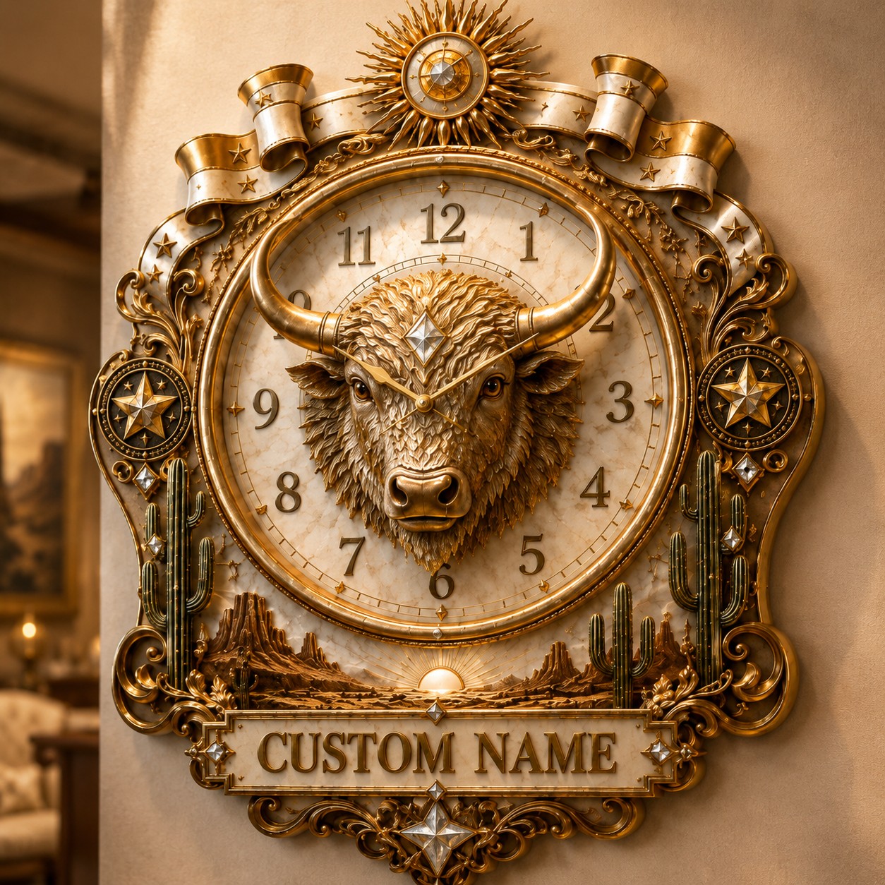 Personalized Western Ranch Wall Clock with Custom Name — personalized with a custom name