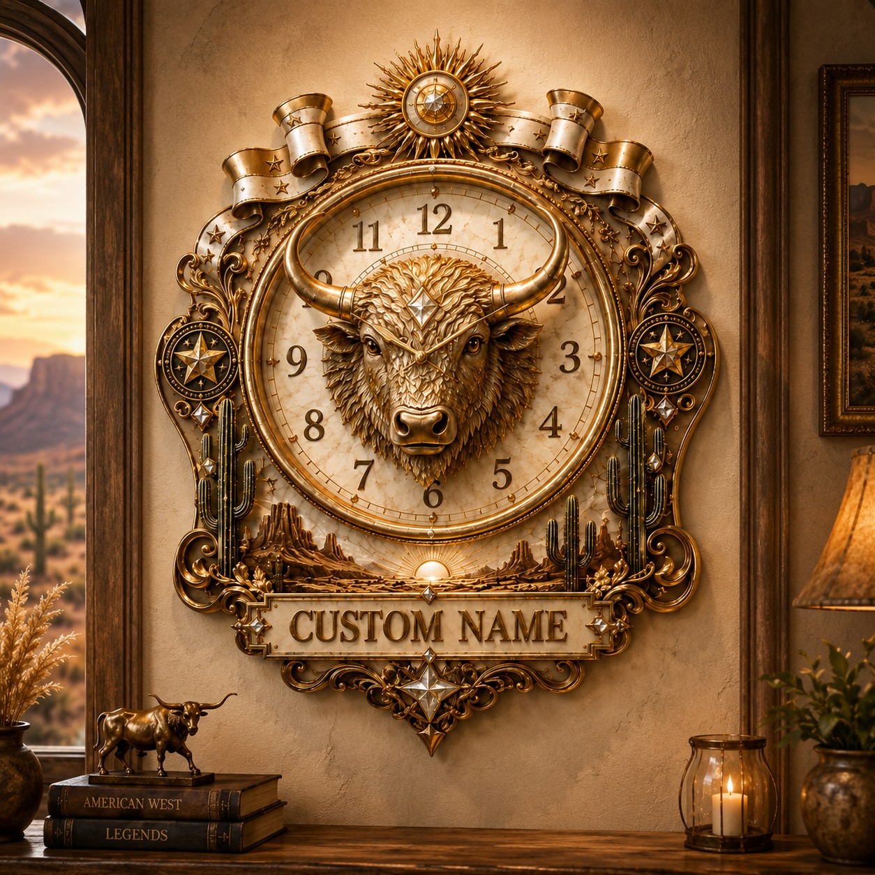 Personalized Western Ranch Wall Clock with Custom Name — personalized with a custom name