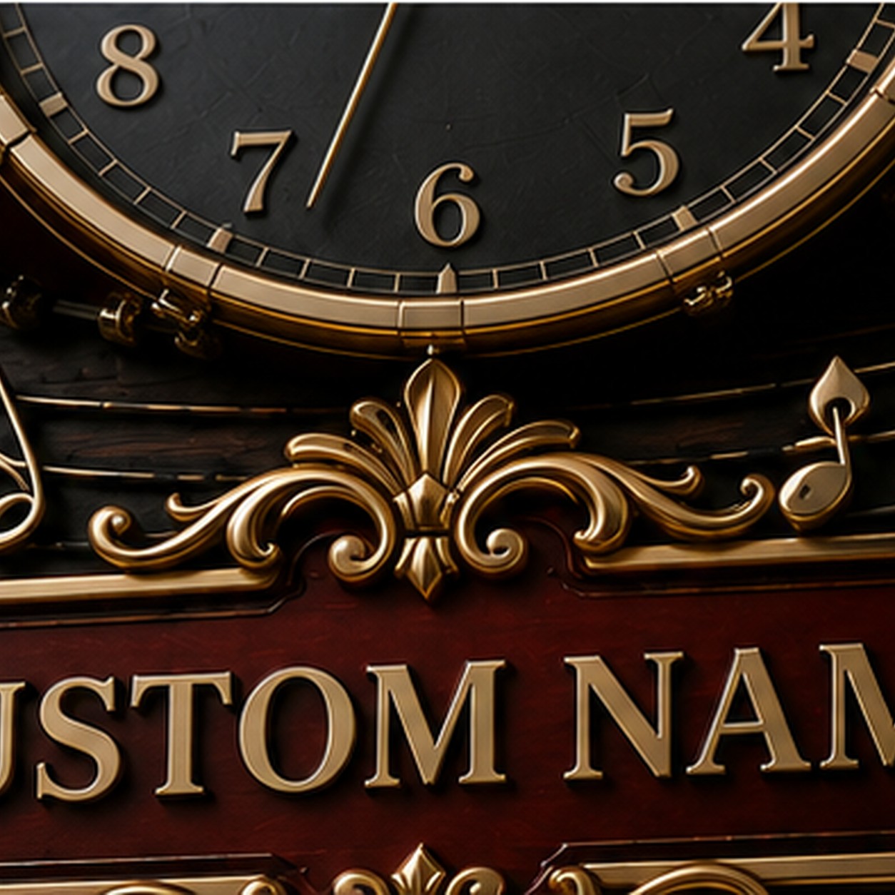 Personalized Rehearsal Spaces Wall Clock with Custom Name — personalized with a custom name