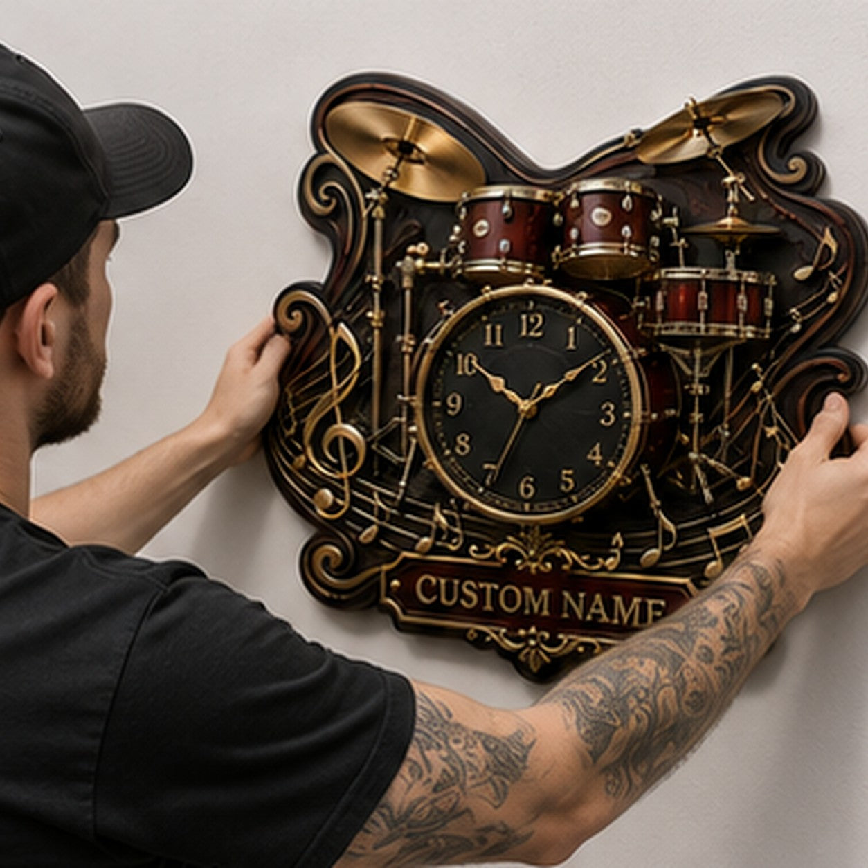 Personalized Rehearsal Spaces Wall Clock with Custom Name — personalized with a custom name