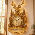 Personalized Deer Lodge Wall Clock with Custom Name — personalized with a custom name