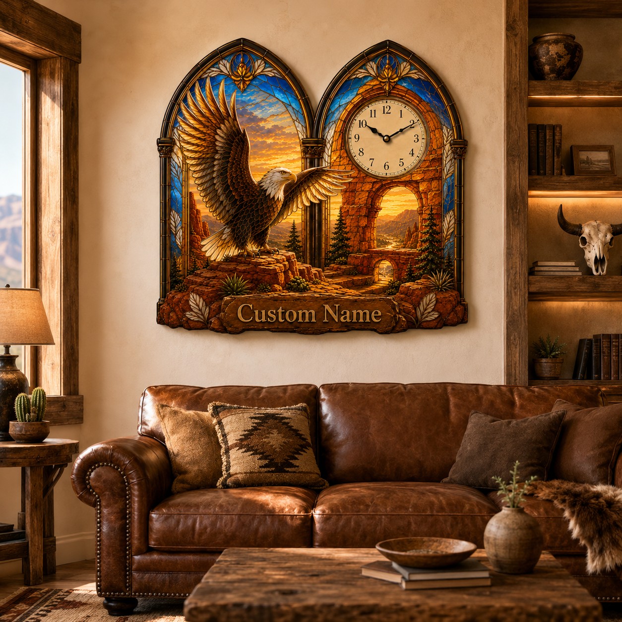 Personalized Eagle Wall Clock with Custom Name (Design 2) — personalized with a custom name