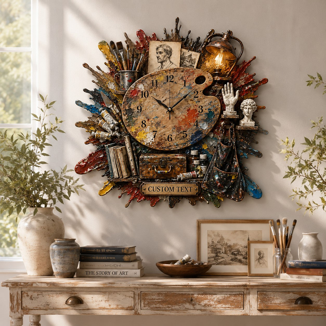 Personalized Paint Splash Wall Clock with Custom Name — personalized with a custom name
