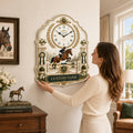 Personalized Royal Equestrian Wall Clock with Custom Name — personalized with a custom name