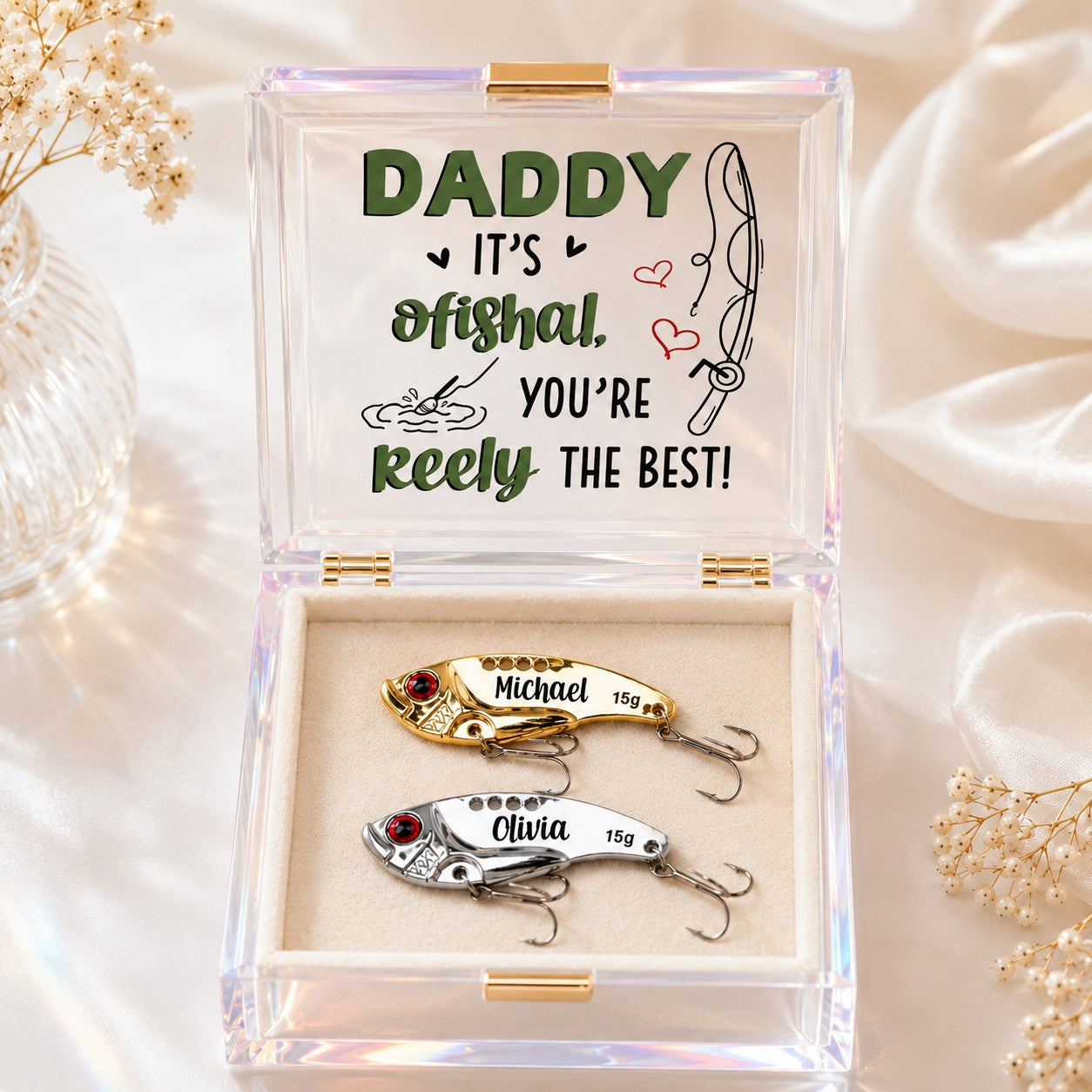 Personalized Fishing Wall Clock, Custom Name Gift for Dad — personalized with a custom name