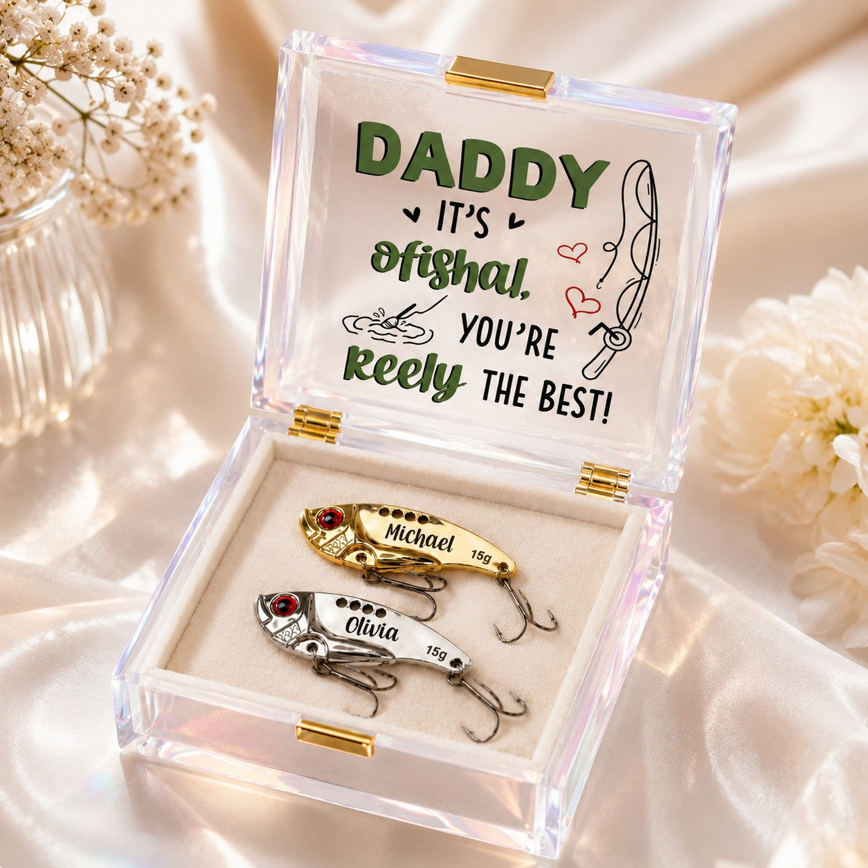 Personalized Fishing Wall Clock, Custom Name Gift for Dad — personalized with a custom name