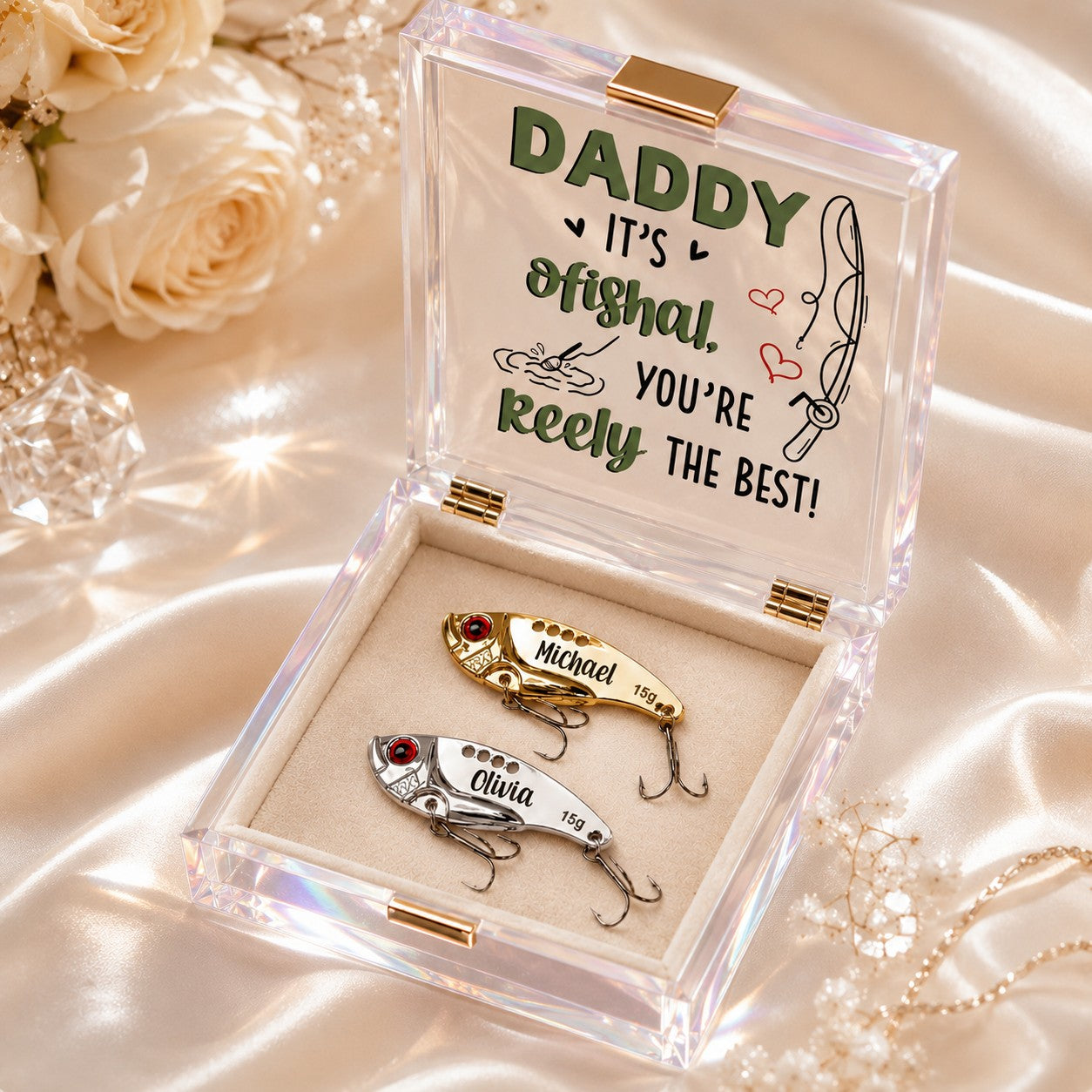 Personalized Fishing Wall Clock, Custom Name Gift for Dad — personalized with a custom name
