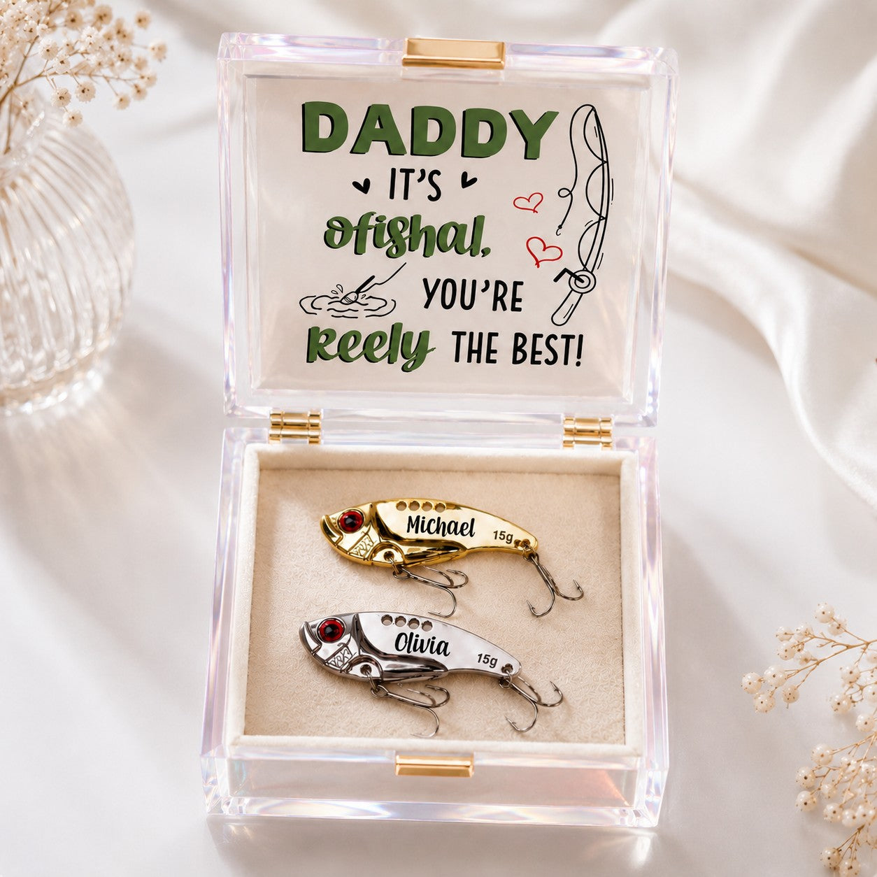Personalized Fishing Wall Clock, Custom Name Gift for Dad — personalized with a custom name