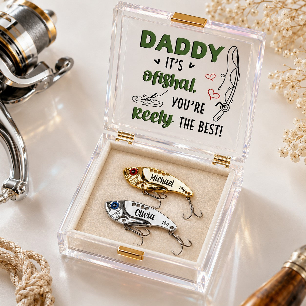 Personalized Fishing Wall Clock, Custom Name Gift for Dad — personalized with a custom name