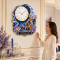 Personalized Aurora Deer and Crystal Moon Wall Clock with Custom Name — personalized with a custom name