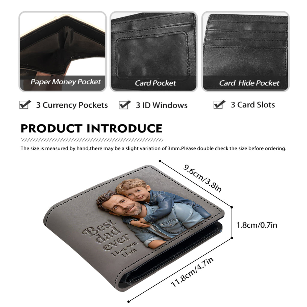 Custom Any Photo - Personalized Father Leather Wallet