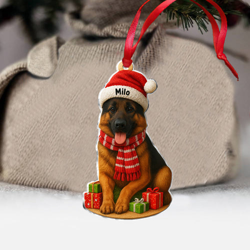 Christmas Dog - Personalized Dog Custom Shaped Ornament