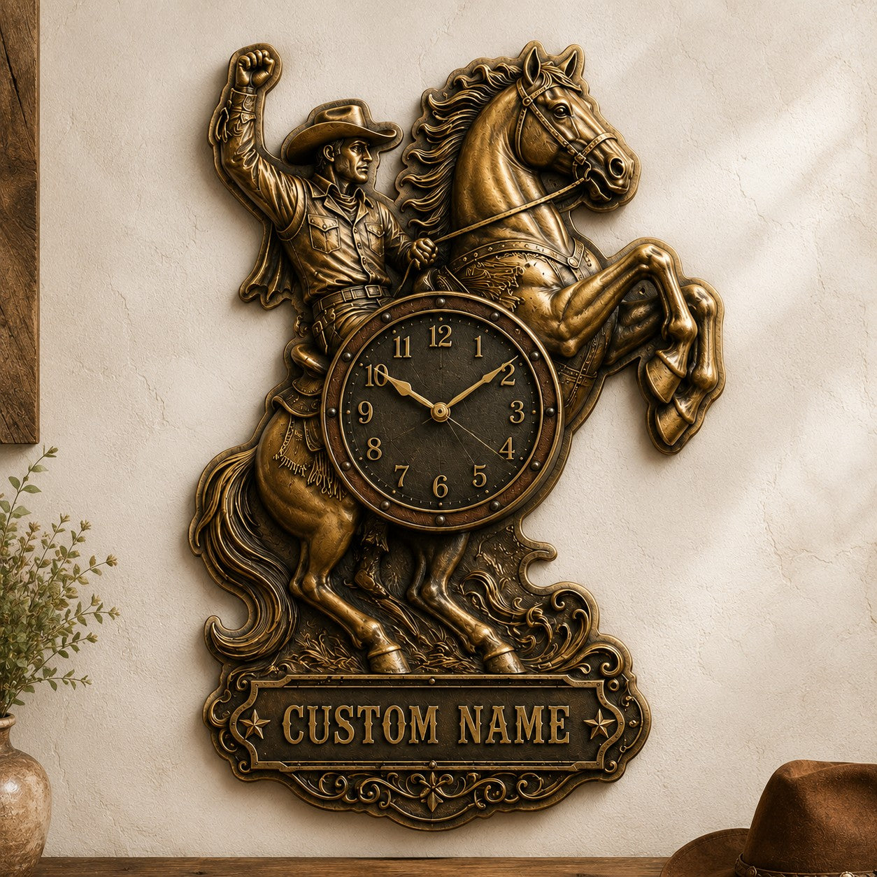 Personalized Rodeo Enthusiasts Wall Clock with Custom Name — personalized with a custom name