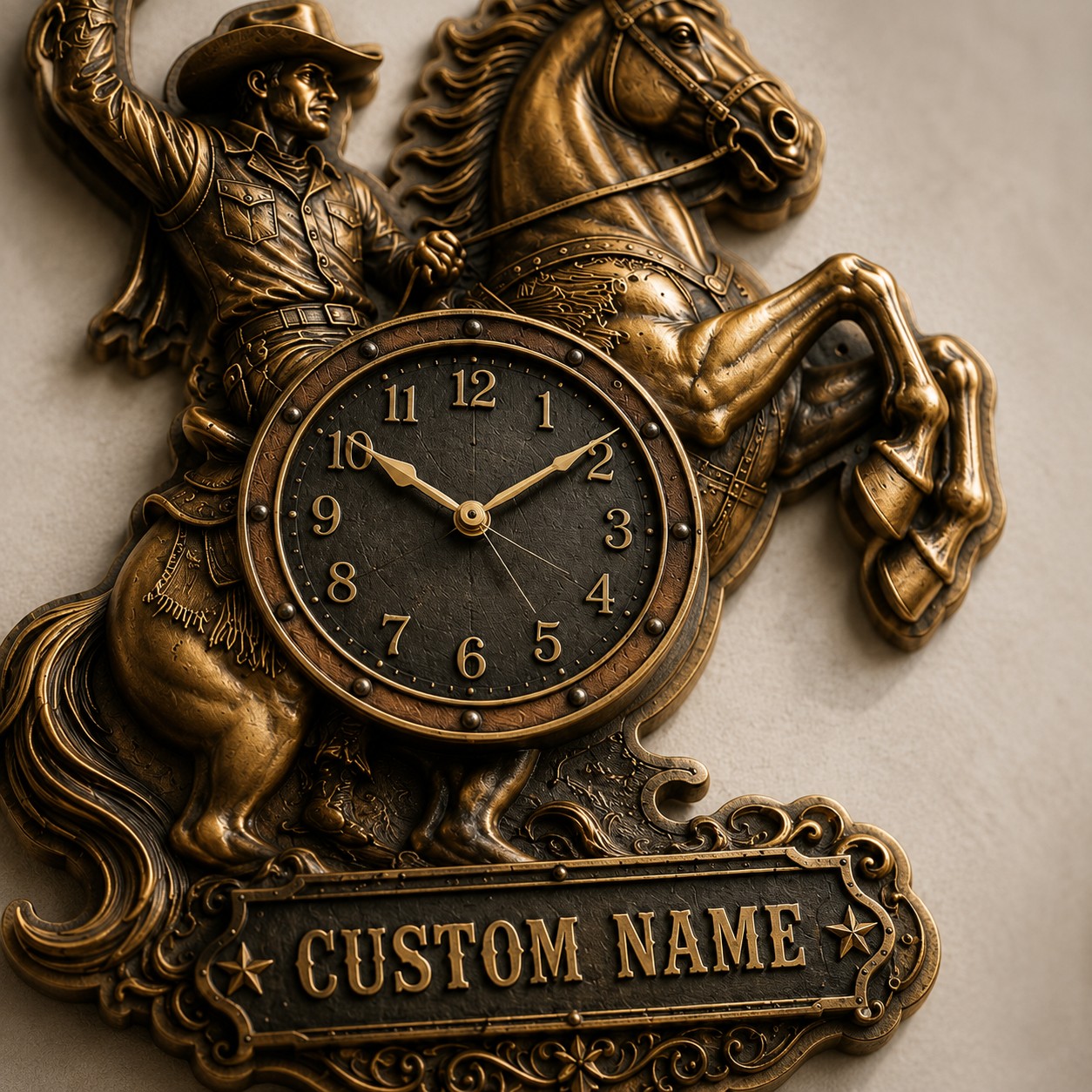 Personalized Rodeo Enthusiasts Wall Clock with Custom Name — personalized with a custom name