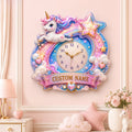 Personalized Shooting Star Unicorn Wall Clock with Custom Name — personalized with a custom name