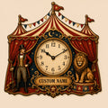 Circus tent Custom Name Wall Clock — personalized with a custom name