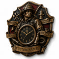 Personalized Firefighter Recognition Wall Clock with Custom Name — personalized with a custom name