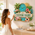 Personalized Pool Owner Wall Clock with Custom Name — personalized with a custom name