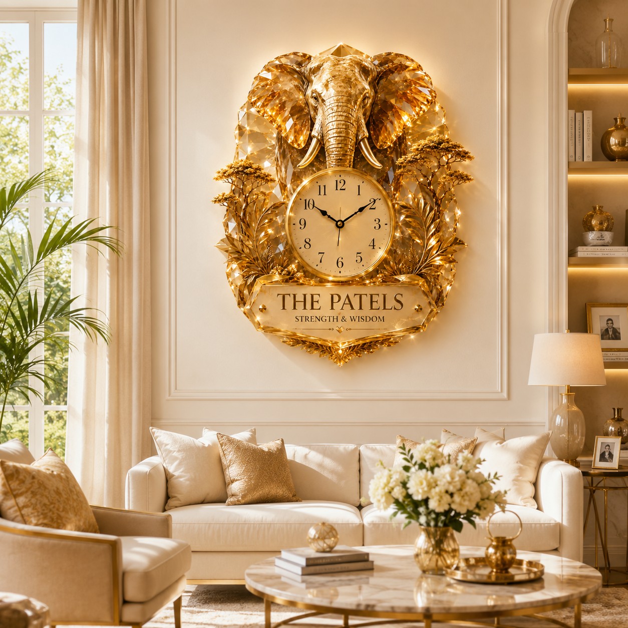 Personalized Elephant Wall Clock with Custom Name (Design 2) — personalized with a custom name