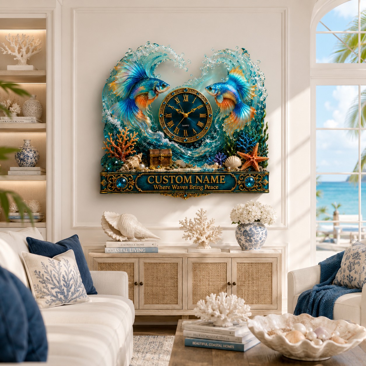 Personalized Betta Fish Wall Clock with Custom Name — personalized with a custom name