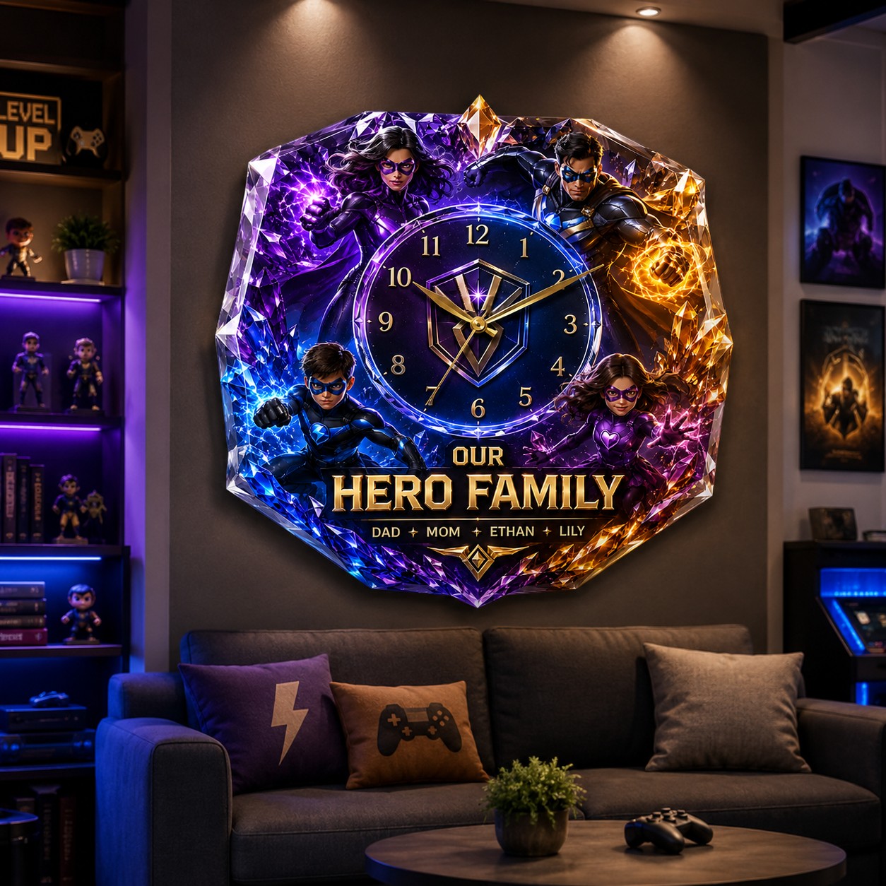 Personalized Hero Family Wall Clock, Family Keepsake with Custom Name — personalized with a custom name
