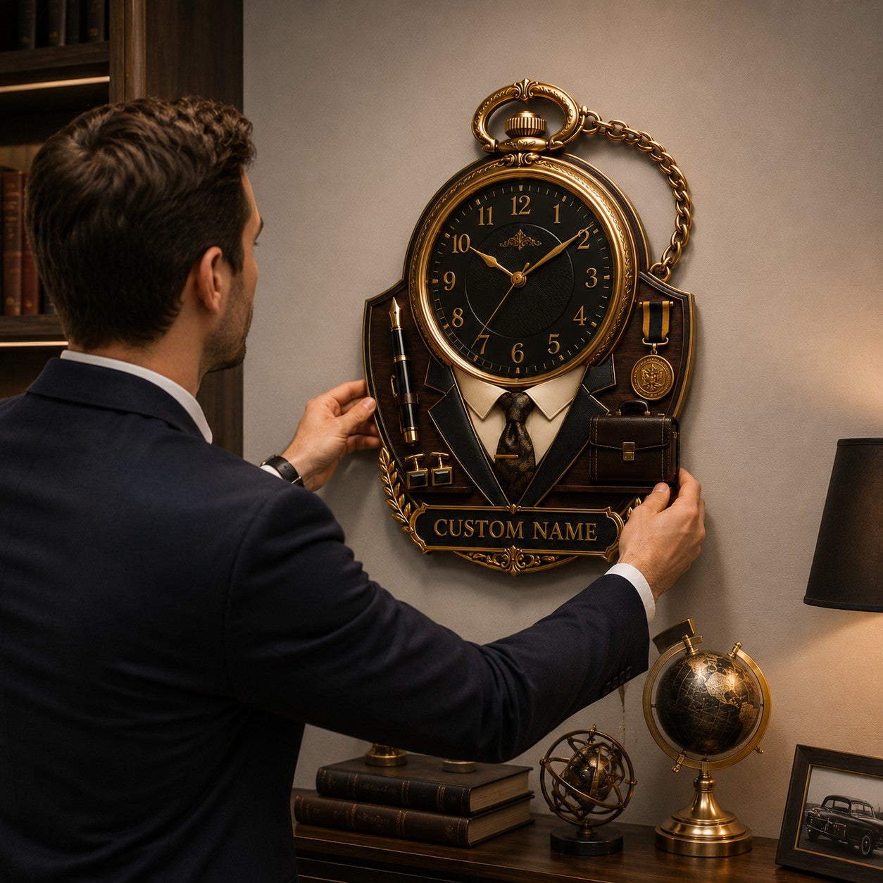 Personalized Achievement Wall Clock with Custom Name — personalized with a custom name