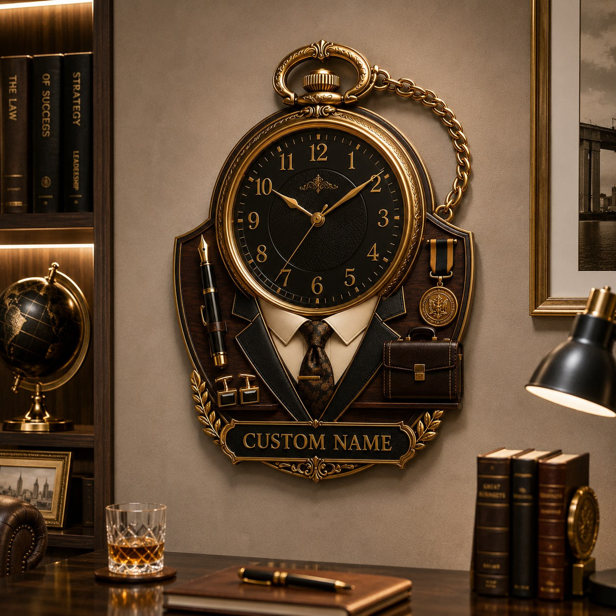 Personalized Achievement Wall Clock with Custom Name — personalized with a custom name