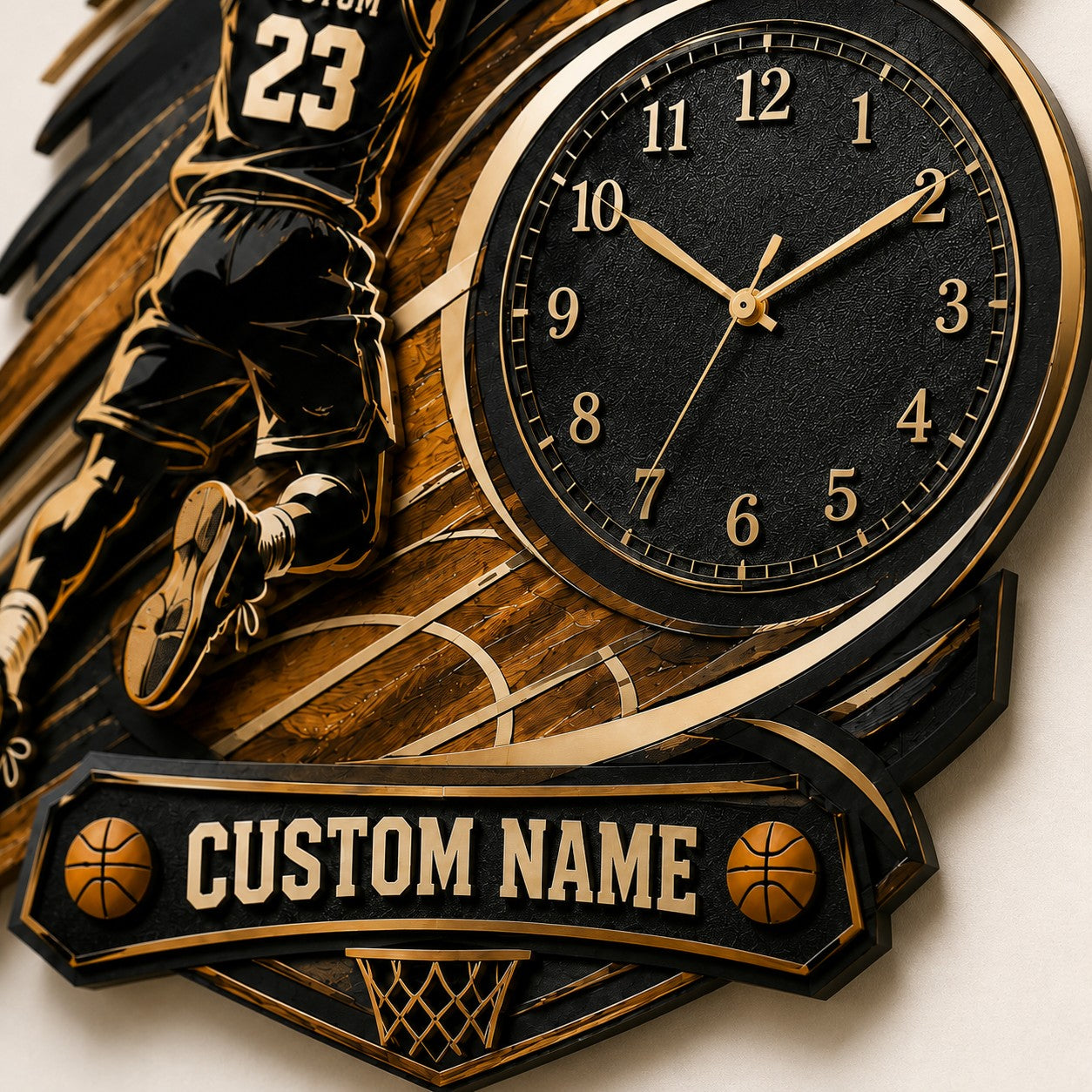 Personalized Basketball Wall Clock with Custom Name — personalized with a custom name