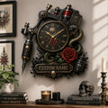 Personalized Tattoo Artists Wall Clock with Custom Name — personalized with a custom name