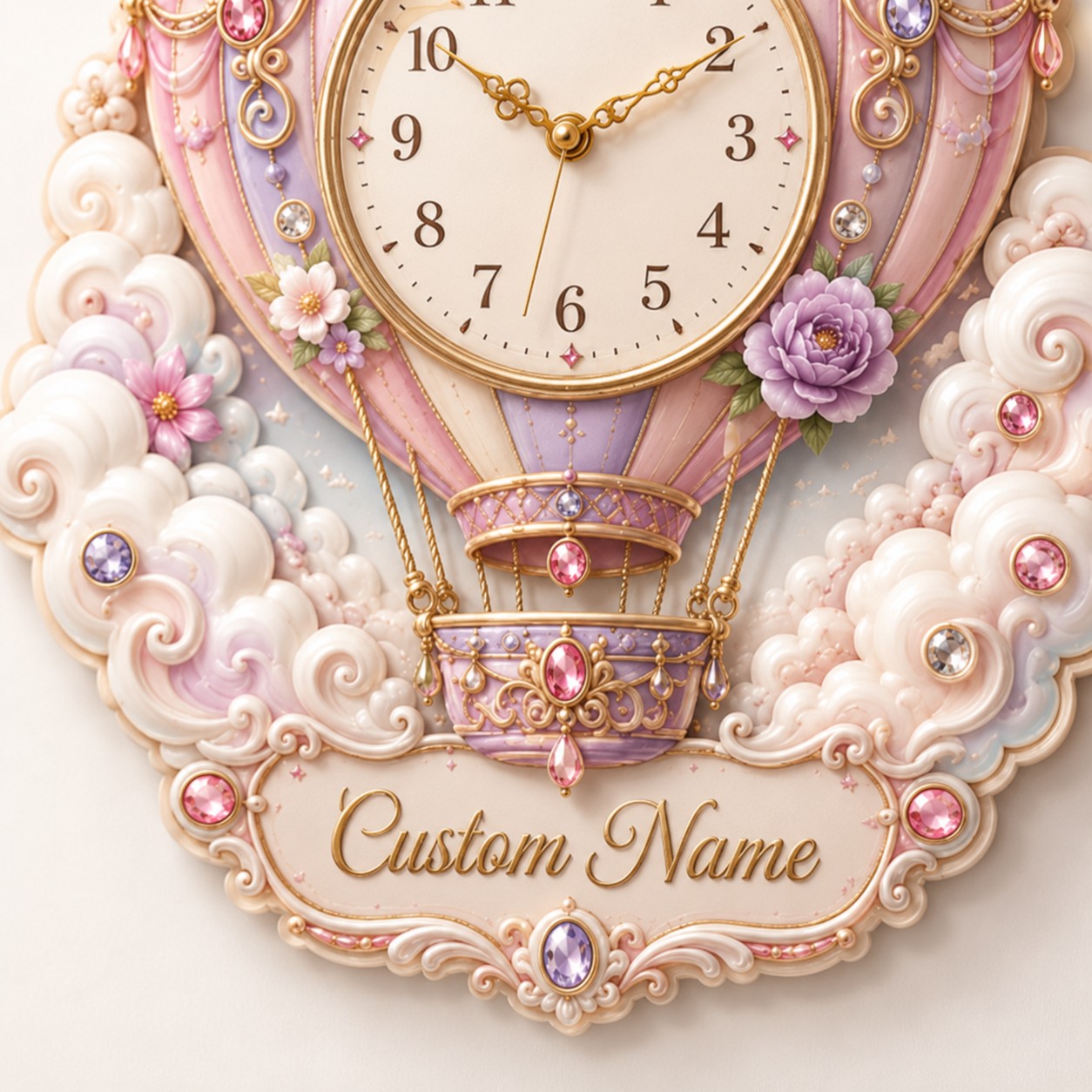 Personalized Balloon Wall Clock with Custom Name — personalized with a custom name