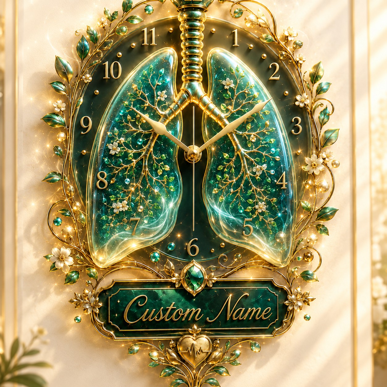Personalized Respiratory Healthcare Wall Clock with Custom Name — personalized with a custom name