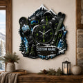 Personalized Winter Sports Wall Clock with Custom Name — personalized with a custom name