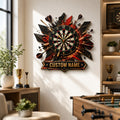 Personalized Darts Wall Clock with Custom Name — personalized with a custom name