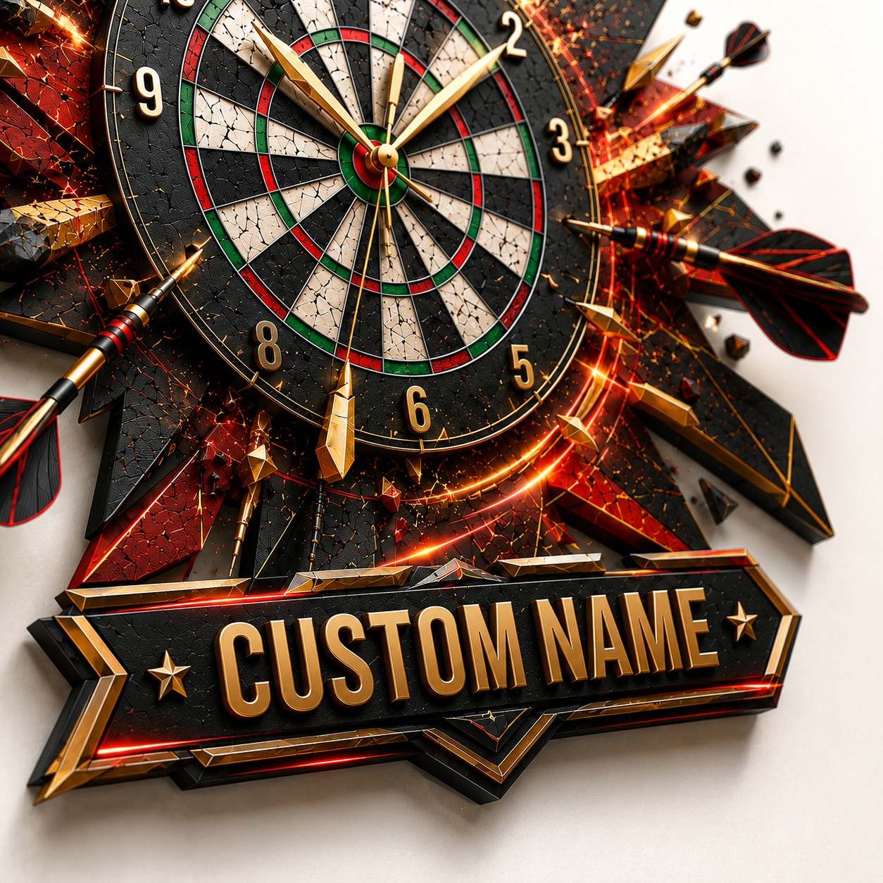 Personalized Darts Wall Clock with Custom Name — personalized with a custom name