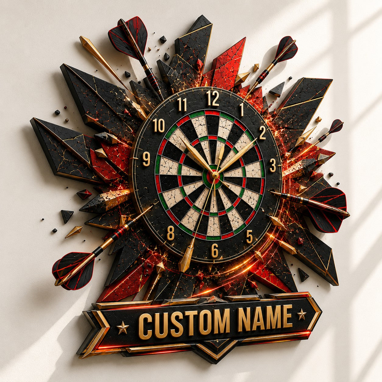 Personalized Darts Wall Clock with Custom Name — personalized with a custom name