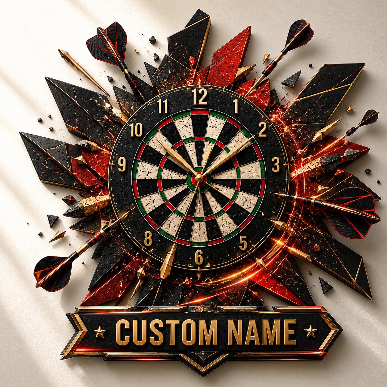 Personalized Darts Wall Clock with Custom Name — personalized with a custom name