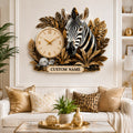 Personalized Zebra Collectors Wall Clock with Custom Name — personalized with a custom name