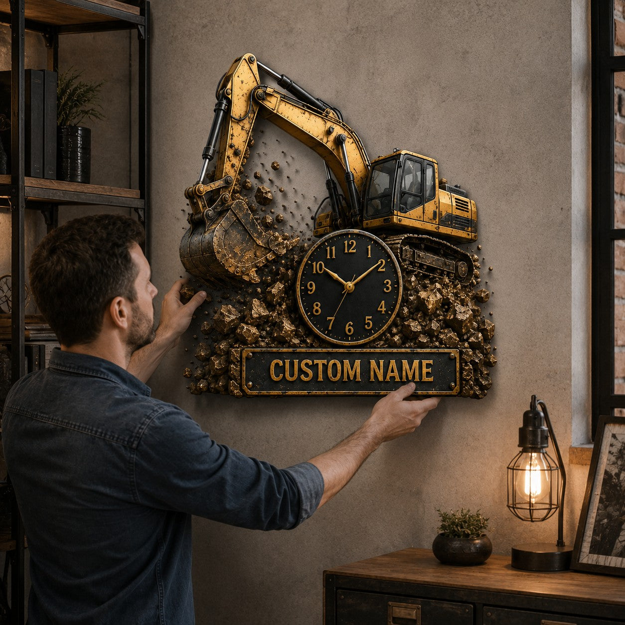 Personalized Construction Leadership Wall Clock with Custom Name — personalized with a custom name