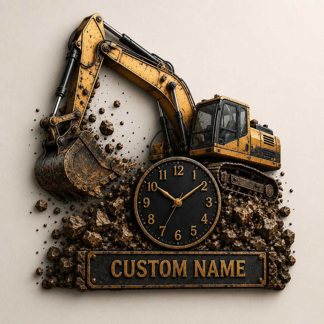 Personalized Construction Leadership Wall Clock with Custom Name — personalized with a custom name