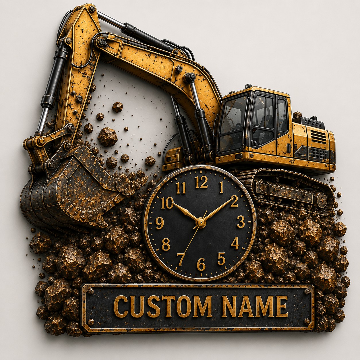 Personalized Construction Leadership Wall Clock with Custom Name — personalized with a custom name