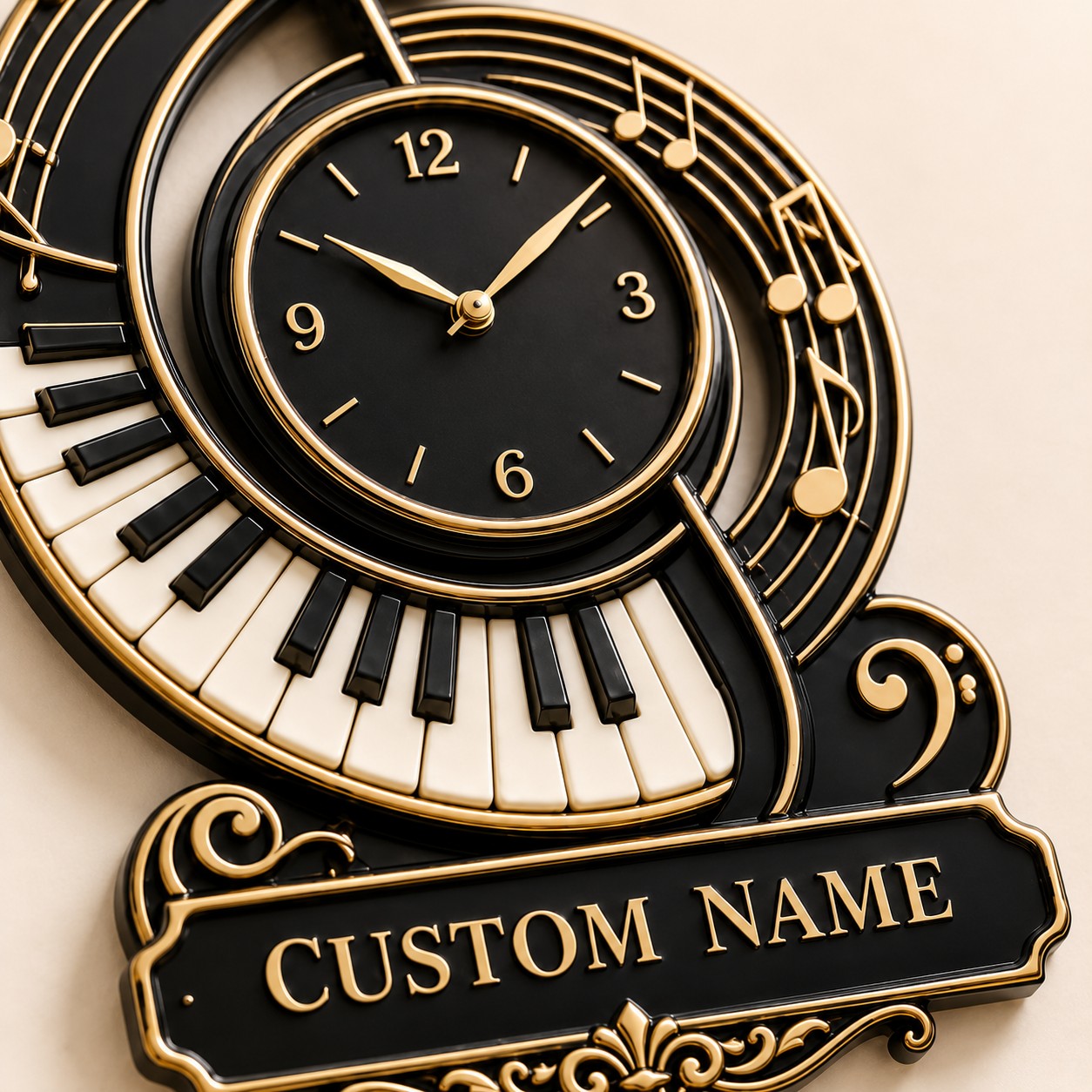 Personalized Pianist Wall Clock with Custom Name — personalized with a custom name