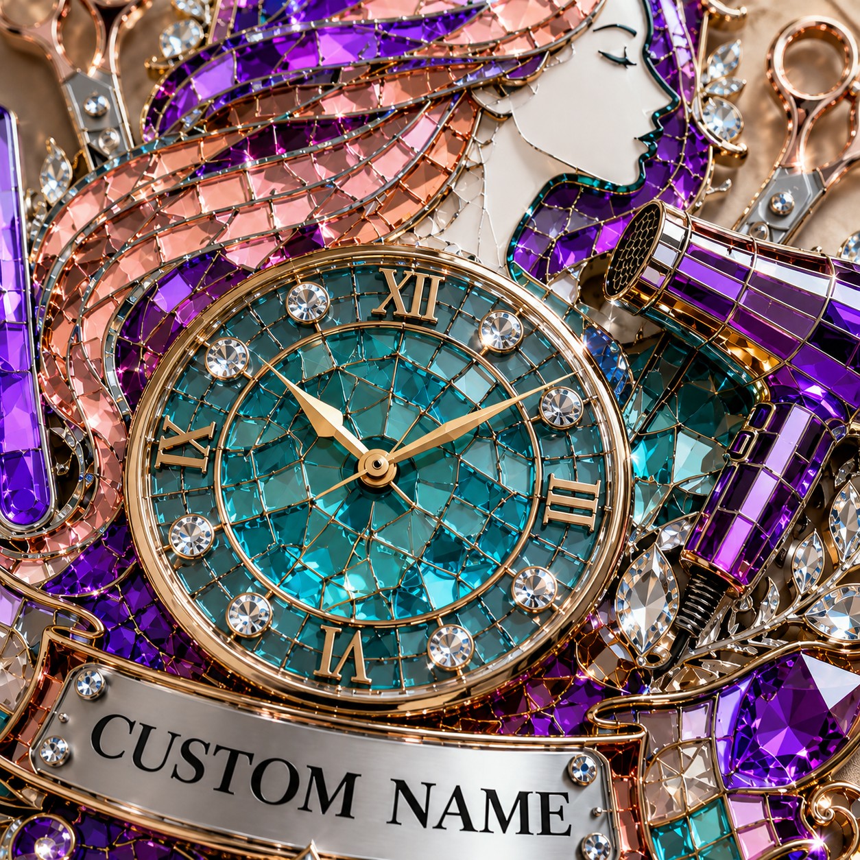 Personalized Hairstylist Wall Clock, Custom Name Gift for Hairstylists — personalized with a custom name