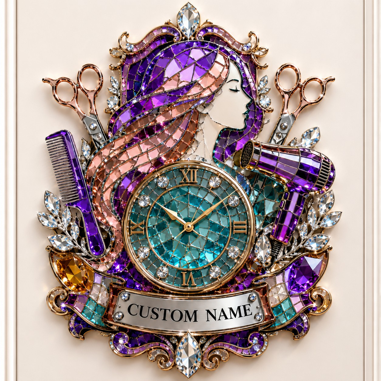 Personalized Hairstylist Wall Clock, Custom Name Gift for Hairstylists — personalized with a custom name