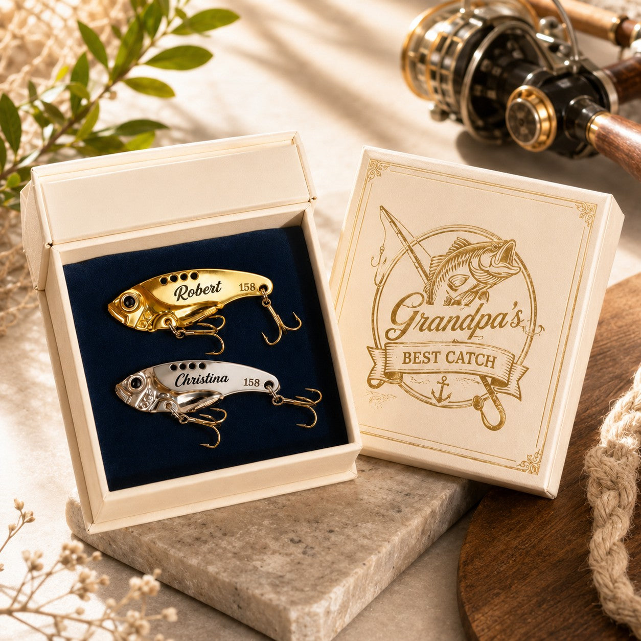 Personalized Fishing Lure Box Wall Clock, Custom Name Gift for Anglers — personalized with a custom name