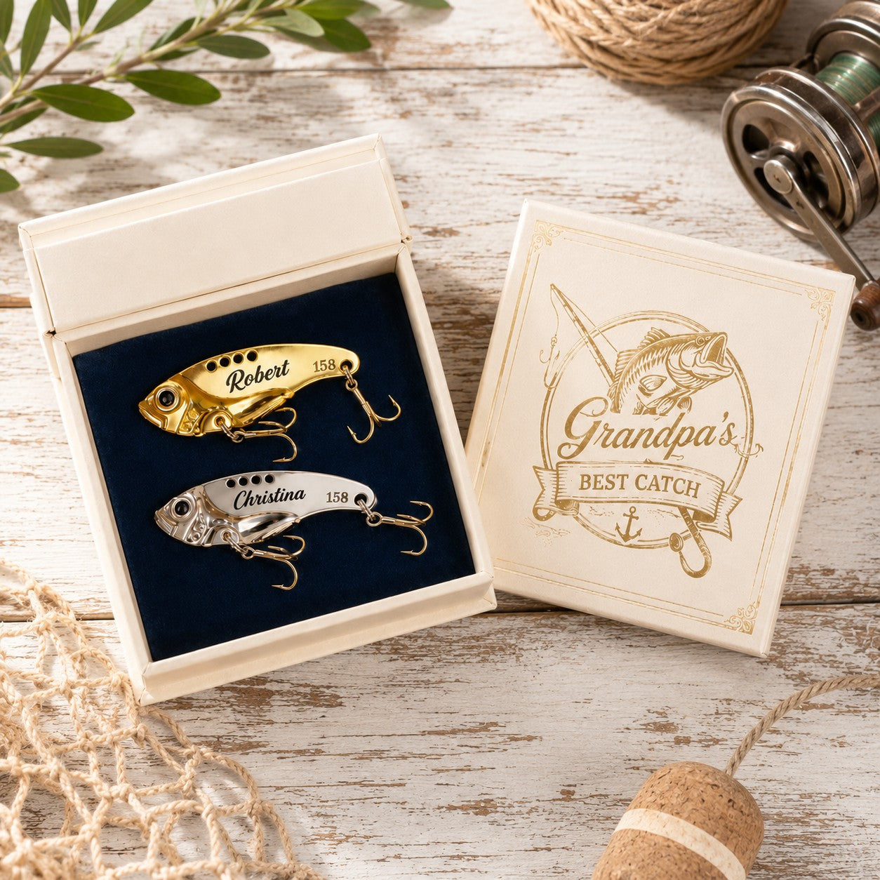 Personalized Fishing Lure Box Wall Clock, Custom Name Gift for Anglers — personalized with a custom name