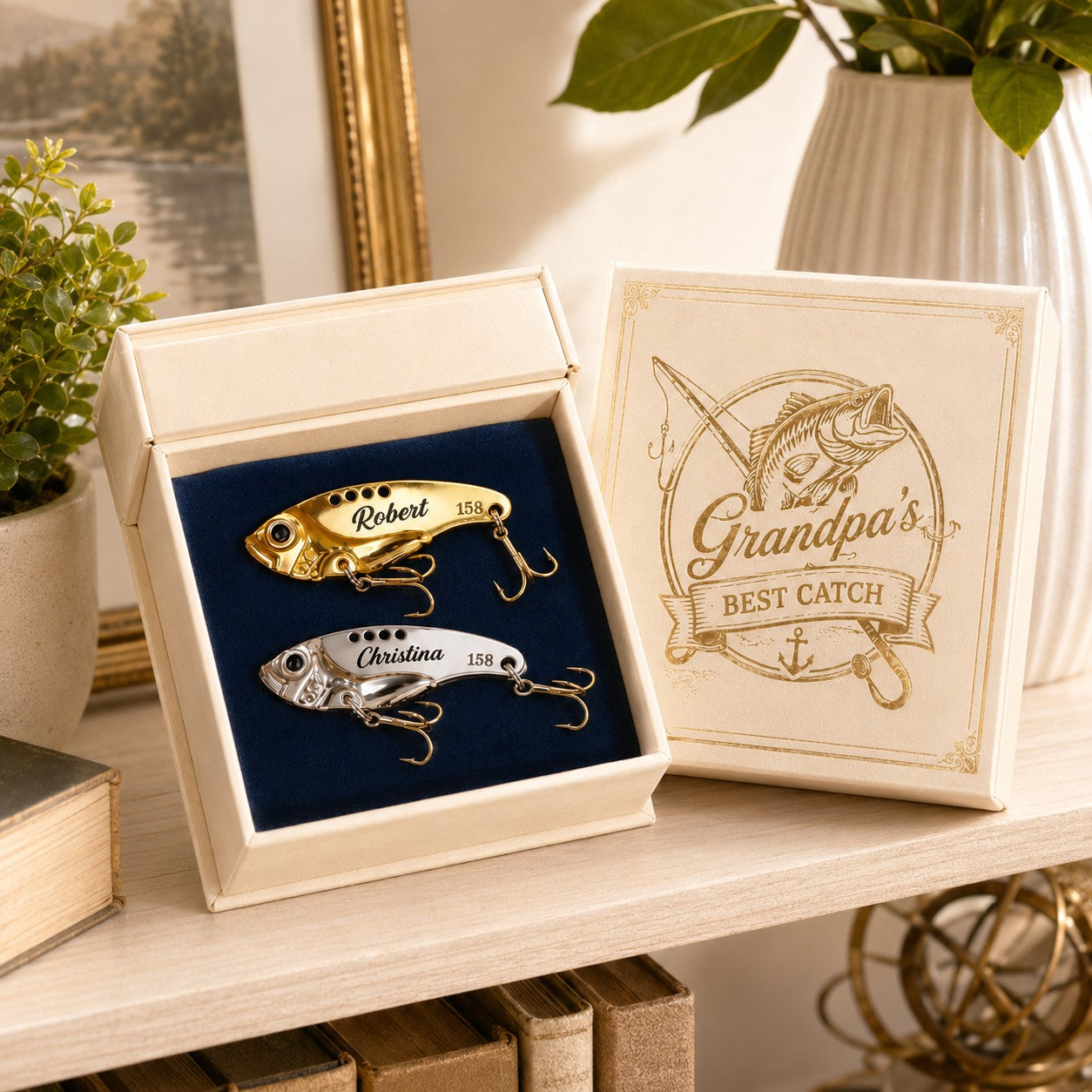 Personalized Fishing Lure Box Wall Clock, Custom Name Gift for Anglers — personalized with a custom name