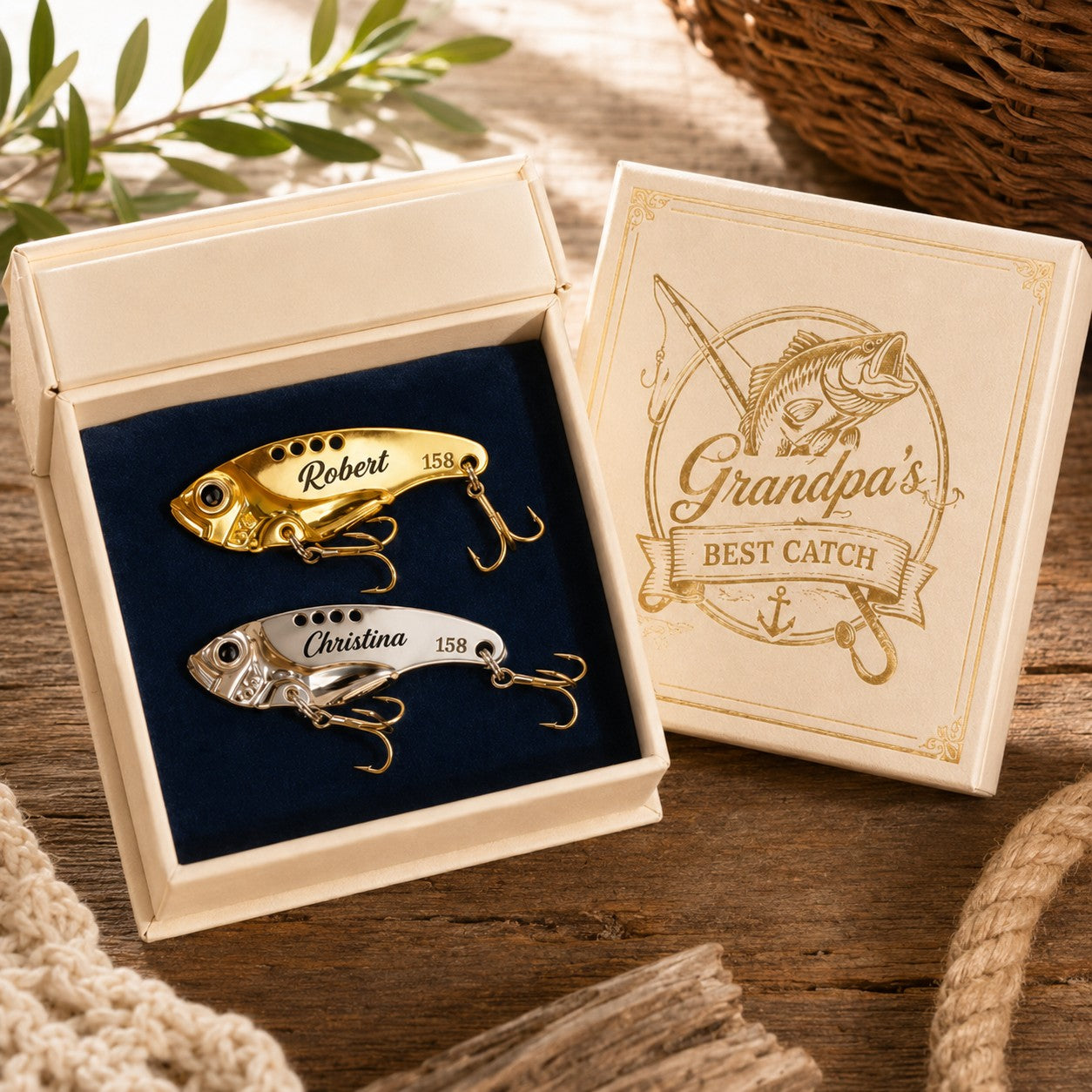 Personalized Fishing Lure Box Wall Clock, Custom Name Gift for Anglers — personalized with a custom name