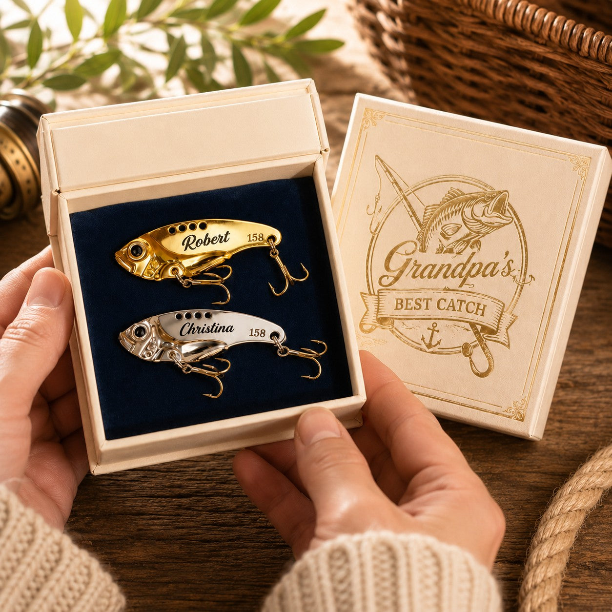 Personalized Fishing Lure Box Wall Clock, Custom Name Gift for Anglers — personalized with a custom name