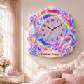 Personalized Unicorn Wall Clock with Custom Name (Design 3) — personalized with a custom name